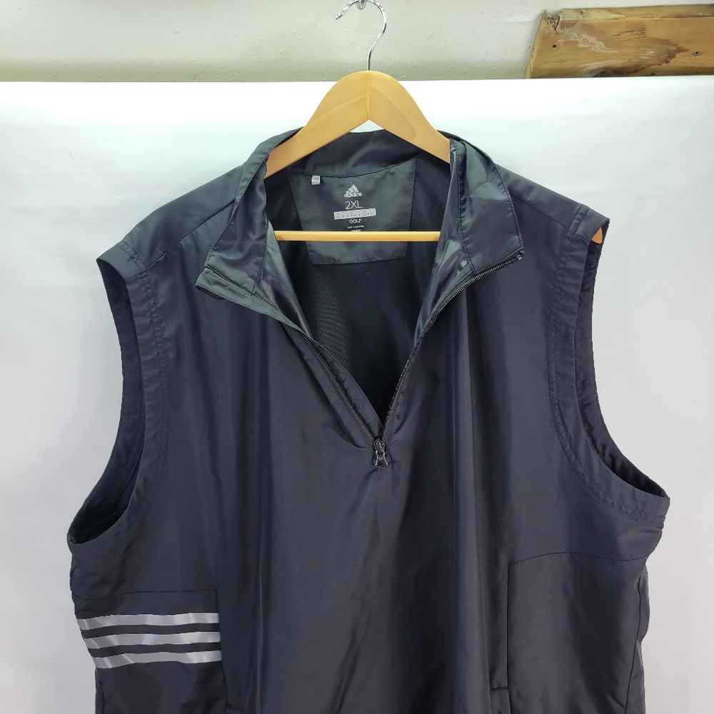 Adidas Golf Black Windbreaker Vest 1/4 Zip Front Pockets Size 2XL - Picture 7 of 9